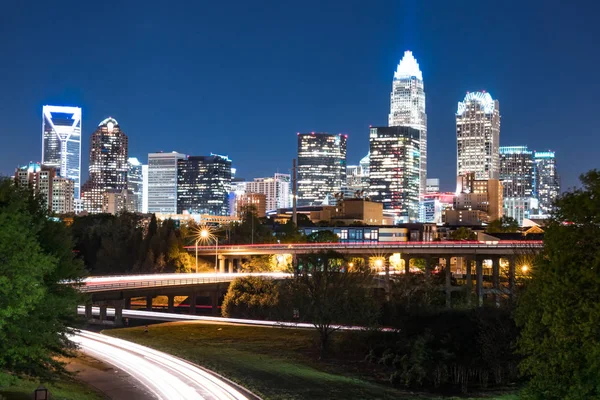 City Skyline Charlotte North Carolina Night — Stock Photo, Image