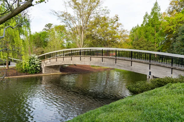 Köprü Üzerinde Göl Pullen Park Raleigh North Carolina — Stok fotoğraf