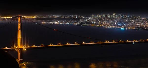 San Francisco Nightscape Met Golden Gate Bridge Van Hawk Hill — Stockfoto