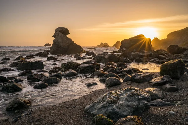 Pôr Sol Longo Costa Norte Califórnia — Fotografia de Stock