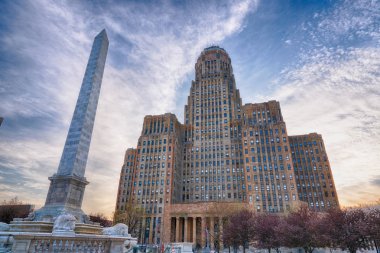 BUFFALO, NY - MAY 15, 2018: Buffalo City Building and McKinley Monument in downtown Buffalo, New York clipart