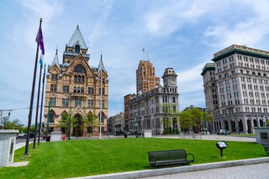 SYRACUSE, NY - MAY 14, 2018:  Clinton Square in downtown Syracuse, New York clipart
