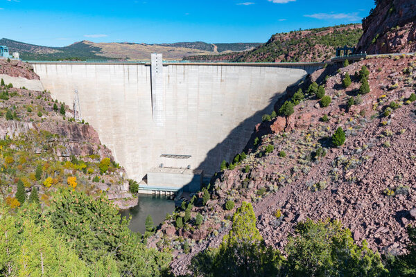 Flaming Gorge Reservoir Hydroelectric Dam on the  Green River, Wyoming