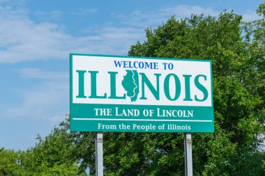 Illinois Eyalet sınırında işareti hoş geldiniz.