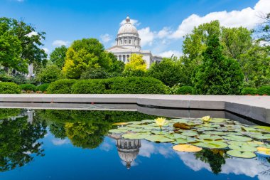 Reflection of the Missouri State Capital Building in Jefferson City, Missouri clipart