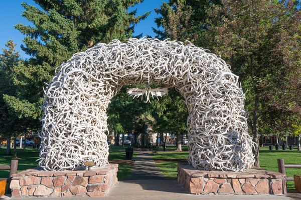 Elk Antler Arch in Jackson Wyoming town park