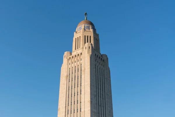 Kopule Budovy Capitol Nebraska Lincolnu Proti Modré Obloze — Stock fotografie