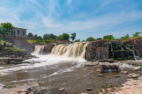 Falls Park along the Big Sioux River in Sioux Falls South Dakota