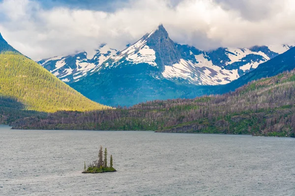 Wild Goose Islandu Mary Jezera Národním Parku Glacier Montana — Stock fotografie