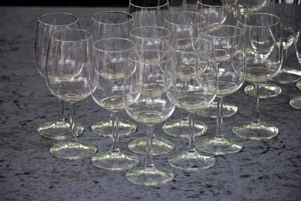 Grands Verres Vin Vides Lors Une Dégustation Vin — Photo