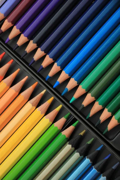 Estrenar Lápices Color Utilizados Caja — Foto de Stock
