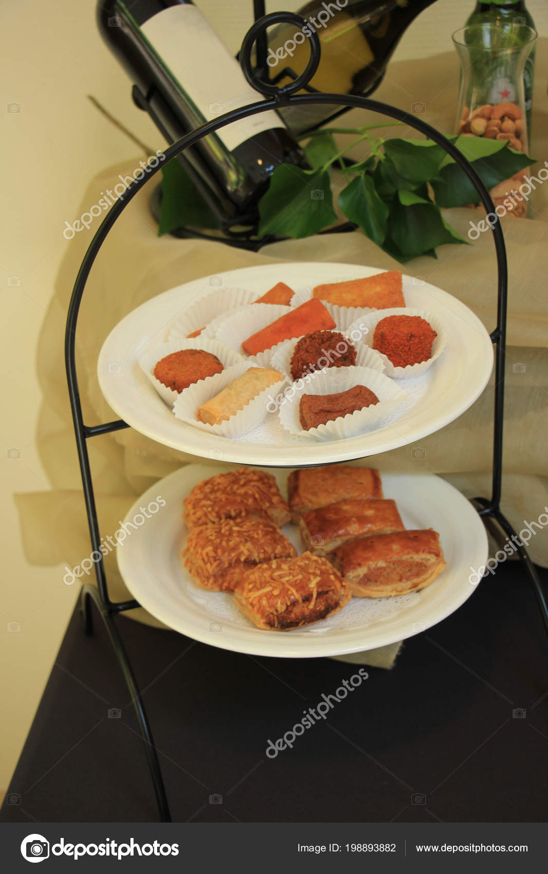 Appetizers Wedding Reception Warm Fried Snacks Stock Photo