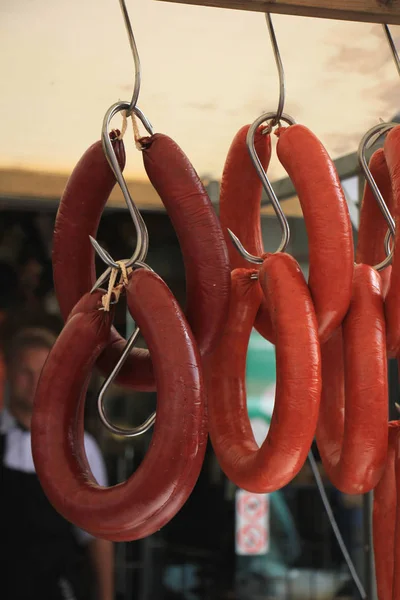 Salsiccia Affumicata Tradizionale Olandese Mangiata Con Verdure Purè Patate Come — Foto Stock