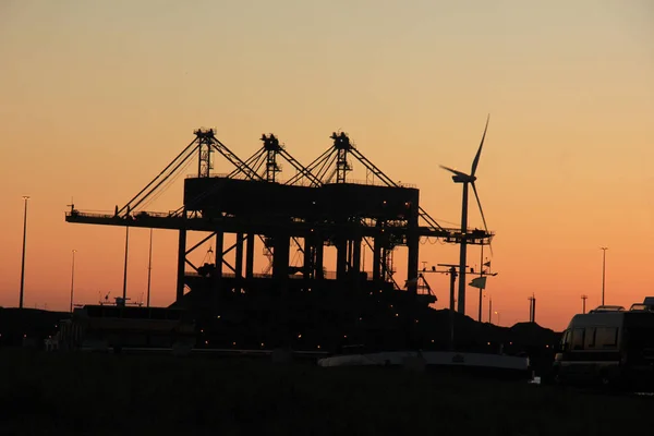 Skyline Eines Industriegebiets Bei Sonnenuntergang — Stockfoto