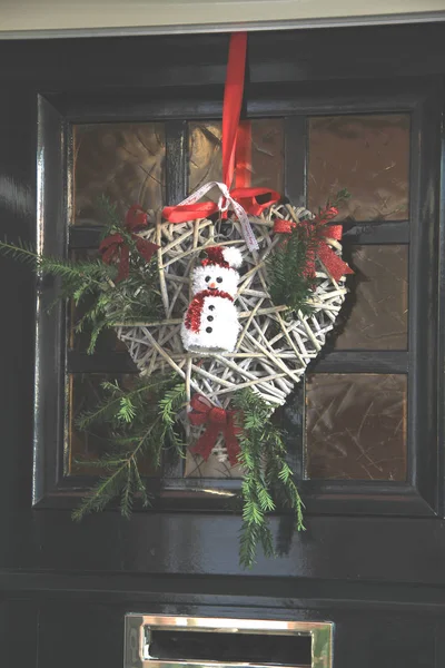 Ratan Christmas Decorations Front Door — Stock Photo, Image