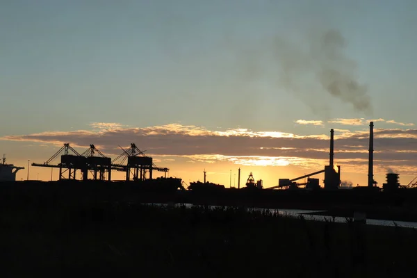 Ijmuiden Países Bajos Julio 2018 Tata Steel Company Ijmuiden Atardecer — Foto de Stock