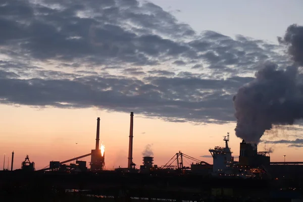 Ijmuiden Netherlands July 5Th 2018 Tata Steel Company Ijmuiden Sunset — Stock Photo, Image