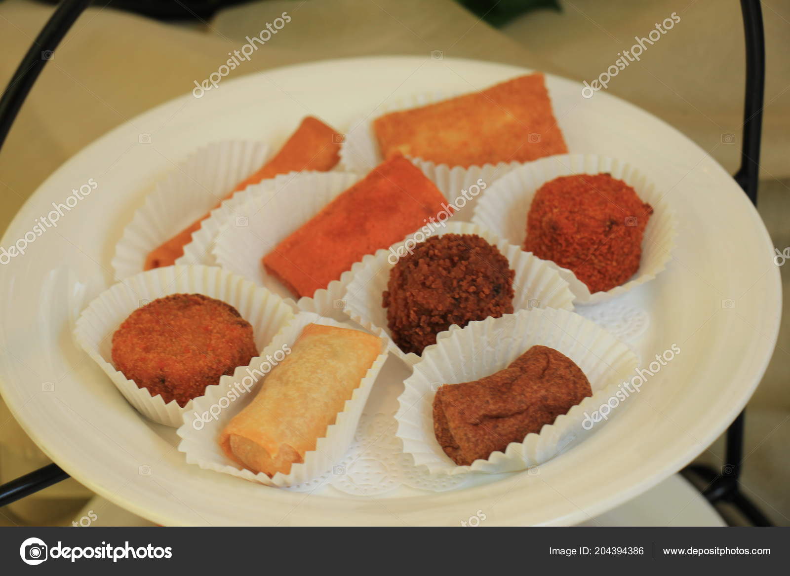 Appetizers Wedding Reception Warm Fried Snacks Stock Photo