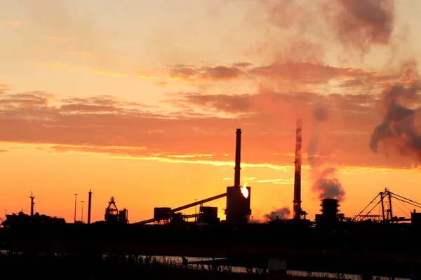 Skyline Industrial Area Sunset — Stock Photo, Image