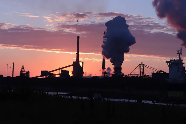 Skyline Industrial Area Sunset — Stock Photo, Image