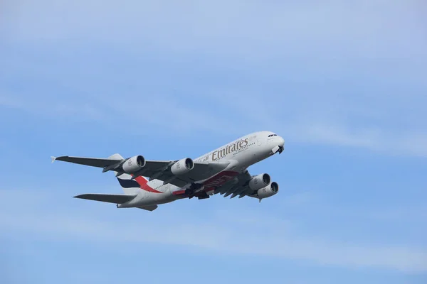 Amsterdam Nizozemsko Března 2018 Edu Emirates Airbus A380 800 Vzletu — Stock fotografie