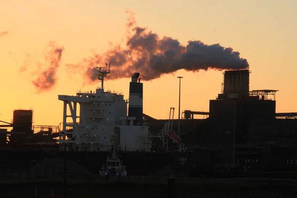 Skyline Industrial Area Sunset — Stock Photo, Image