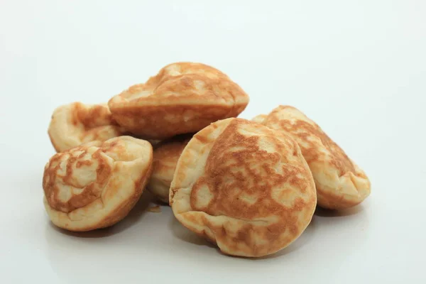 Poffertjes Dutch Small Fluffy Pancakes Served Powdered Sugar Butter — Stock Photo, Image