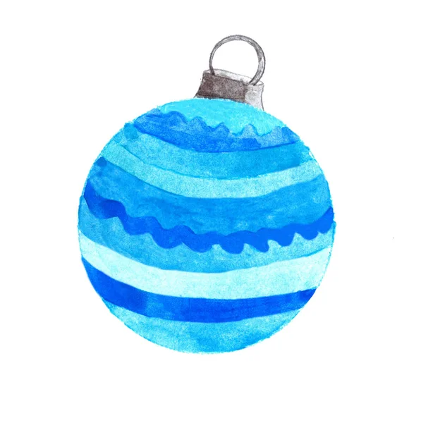 Acquerello Blu Bauble Natale Ornamento Natale — Foto Stock