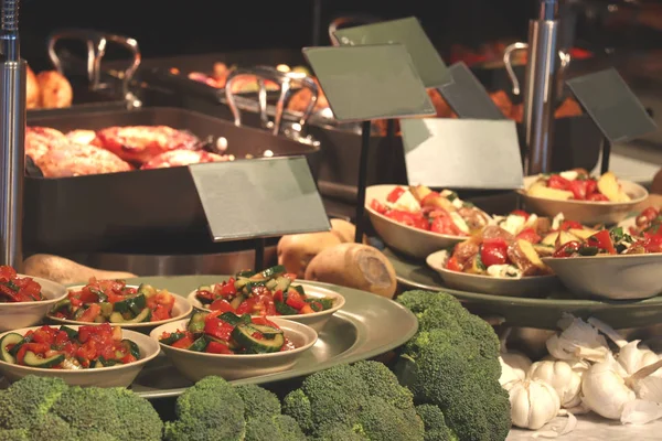 Plates Fresh Made Salads Self Service Restaurant — Stock Photo, Image