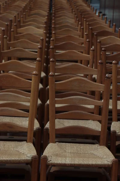 Simple Wooden Chairs Dutch Reformed Church — Stock Photo, Image