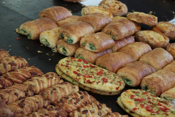 Vari Tipi Pane Artigianale Mercato — Foto Stock