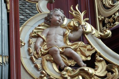 Haarlem, Hollanda - 6 Ekim 2018: ayrıntı boru organ, Sint-Bavokerk ayında Haarlem, Hollanda.