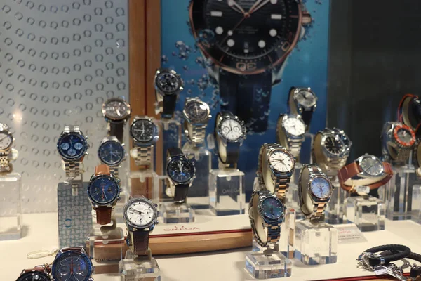 Haarlem Países Bajos Octubre 2018 Relojes Omega Escaparate Empresa Suiza — Foto de Stock