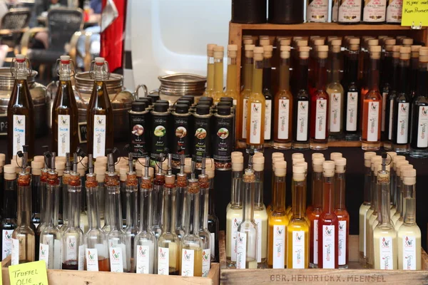 Haarlem Paesi Bassi Ottobre 2018 Olio Aceto Mercato Vari Tipi — Foto Stock