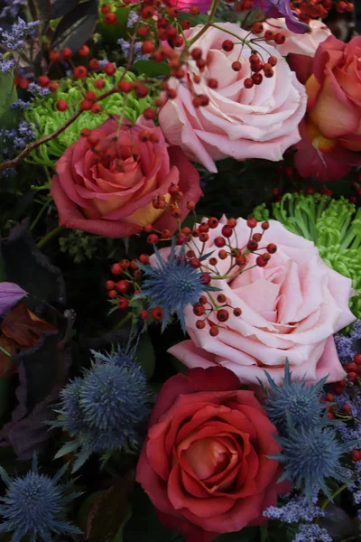 Arrangement Fleurs Mariage Mixtes Diverses Fleurs Couleurs Automne — Photo