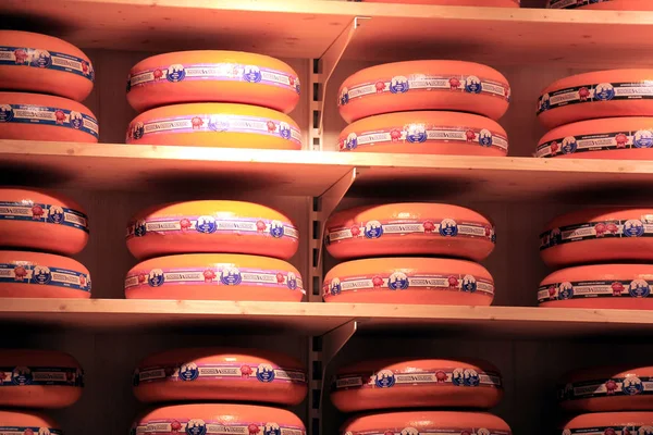 哈勒姆 2016年5月8日 Noord Woudse 和农夫乳酪在超级市场 标签上的文字 荷兰的产品说明 农民奶酪 — 图库照片