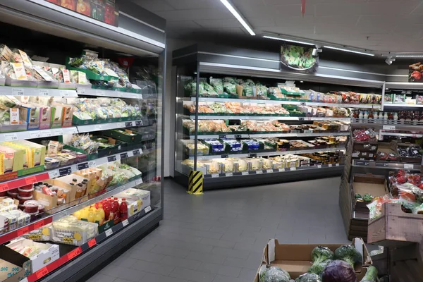 Ijmuiden Países Bajos Octubre 2018 Interior Del Supermercado Tienda Descuento —  Fotos de Stock