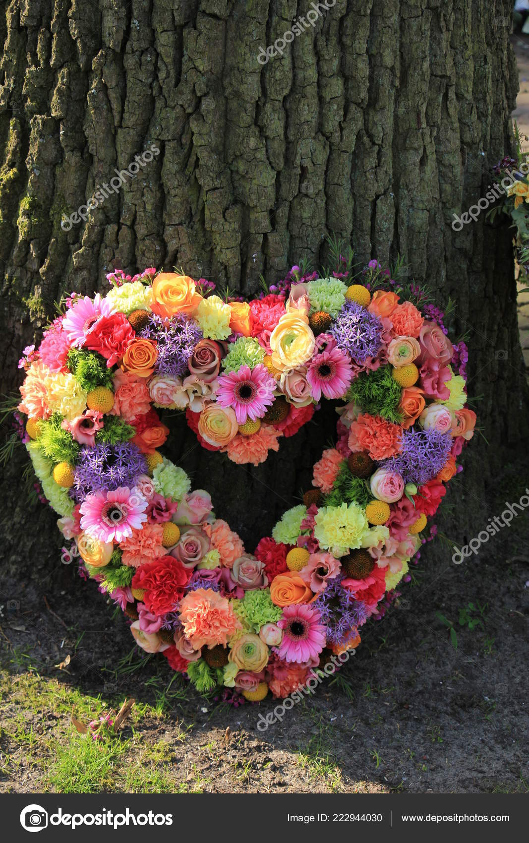 Heartshaped Pastel Sympathy Flowers Funeral Flowers Tree Stock Photo Image By C Portosabbia 222944030