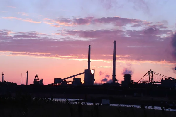 Skyline Industrial Area Sunset — Stock Photo, Image