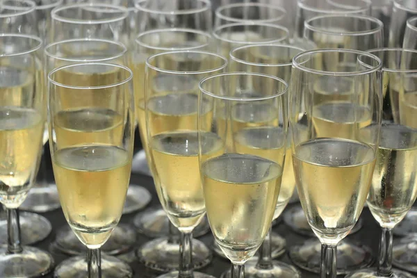 Glas Champagne Bricka Serveras Bröllopsfest — Stockfoto