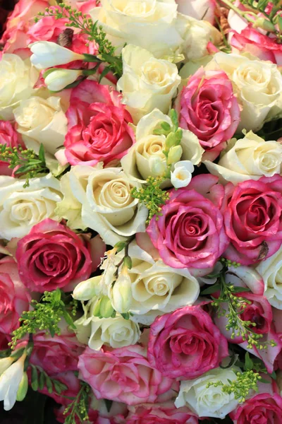 Smíšené růžové a bílé růže — Stock fotografie