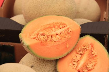 Melons at a market clipart