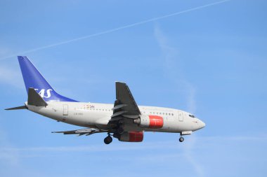 Amsterdam, Hollanda - 30 Mayıs 2019: Ln-Rro Sas İskandinav Havayolları Boeing 737