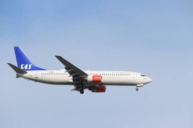 Amsterdam, Hollanda - 30 Mayıs 2019: Ln-Rcz Sas İskandinav Havayolları Boeing 737-800