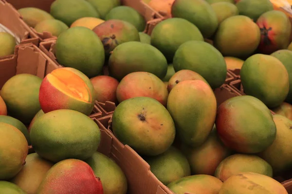 Färska Mango på en marknad stall — Stockfoto