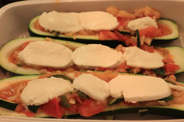 Stuffed Zucchini with cheese — Stock Photo, Image