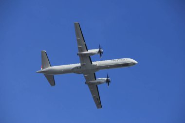 Amsterdam Hollanda - 4 Mart 2018: Hb-Izb Skywork hava yolları Saab 2000