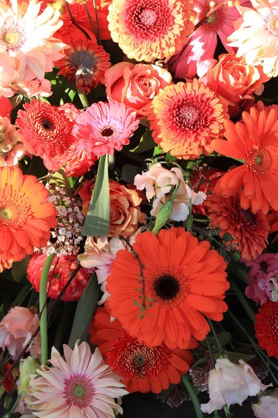 Gerbera Kytice Oranžové Růžové Svatební Květinové Aranžmá — Stock fotografie