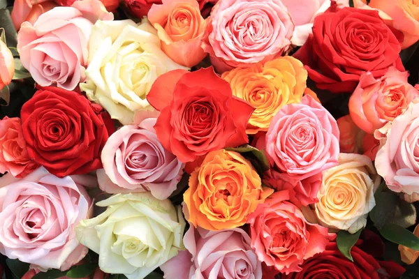 Hochzeitsblumen Rosen Verschiedenen Leuchtenden Farben — Stockfoto