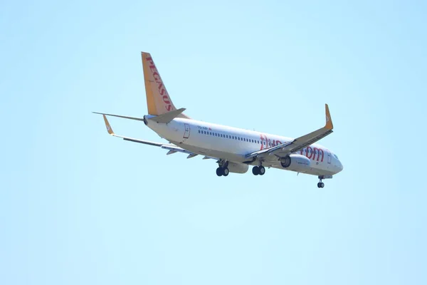 Amsterdam Augustus 2020 Azp Pegasus Boeing 737 Eindnadering Polderbaan Schiphol — Stockfoto